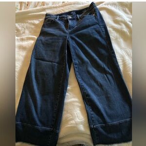 J. Jill Blue High Rise Crop Jeans with frayed ends and cute lining detail. NWOT
